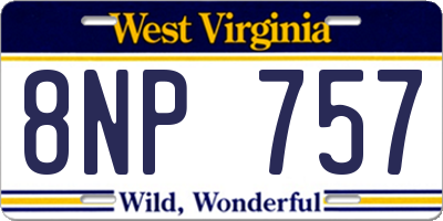 WV license plate 8NP757