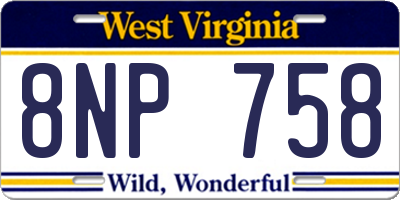 WV license plate 8NP758