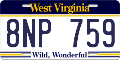 WV license plate 8NP759