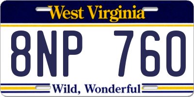 WV license plate 8NP760