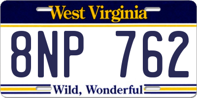 WV license plate 8NP762