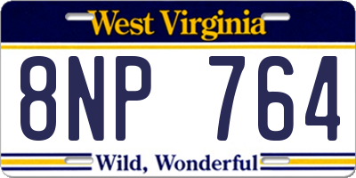 WV license plate 8NP764