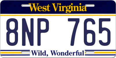 WV license plate 8NP765