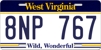 WV license plate 8NP767