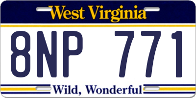 WV license plate 8NP771