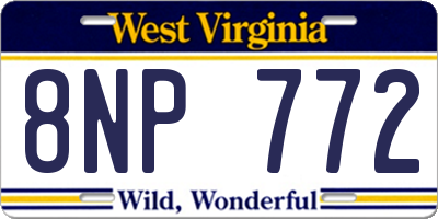 WV license plate 8NP772