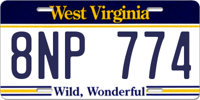 WV license plate 8NP774