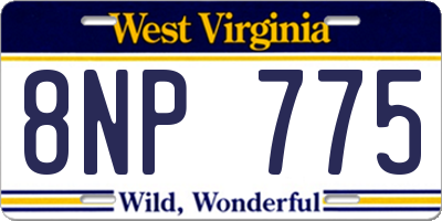 WV license plate 8NP775