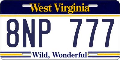 WV license plate 8NP777