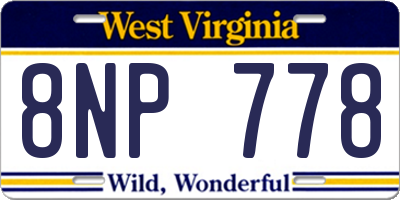 WV license plate 8NP778