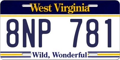 WV license plate 8NP781