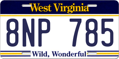 WV license plate 8NP785