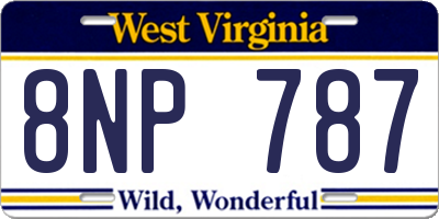 WV license plate 8NP787