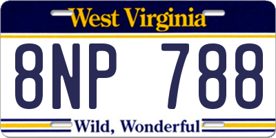 WV license plate 8NP788