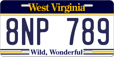 WV license plate 8NP789