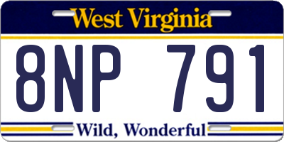 WV license plate 8NP791
