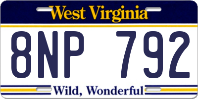 WV license plate 8NP792