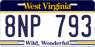 WV license plate 8NP793