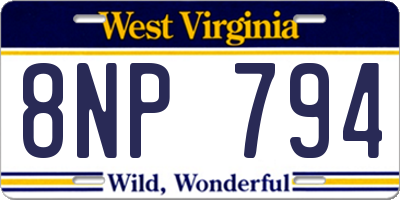 WV license plate 8NP794