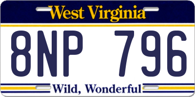 WV license plate 8NP796