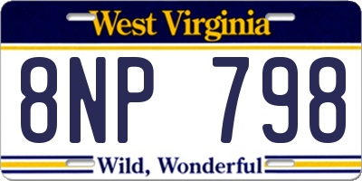 WV license plate 8NP798
