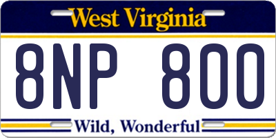 WV license plate 8NP800
