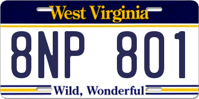 WV license plate 8NP801