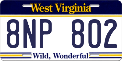 WV license plate 8NP802