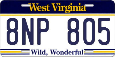 WV license plate 8NP805