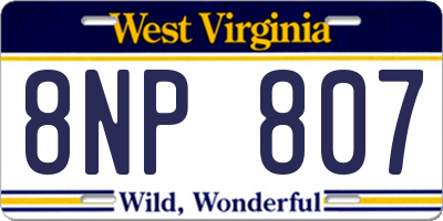 WV license plate 8NP807