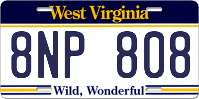 WV license plate 8NP808