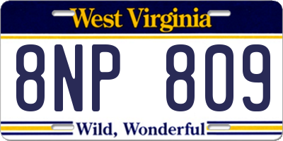 WV license plate 8NP809