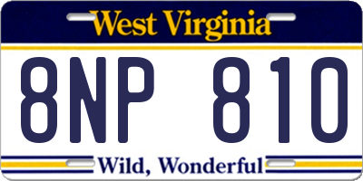 WV license plate 8NP810