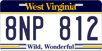 WV license plate 8NP812