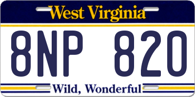 WV license plate 8NP820