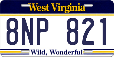 WV license plate 8NP821