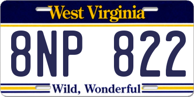 WV license plate 8NP822