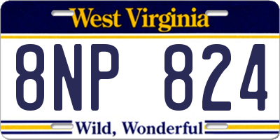 WV license plate 8NP824