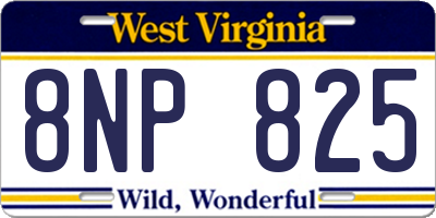 WV license plate 8NP825