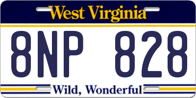 WV license plate 8NP828