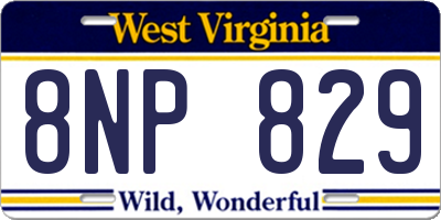 WV license plate 8NP829