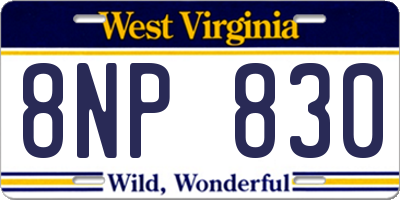 WV license plate 8NP830
