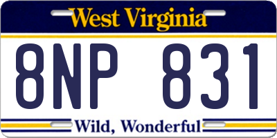 WV license plate 8NP831