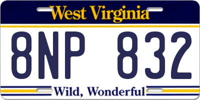 WV license plate 8NP832