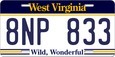WV license plate 8NP833