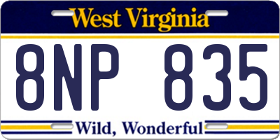 WV license plate 8NP835