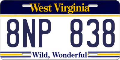 WV license plate 8NP838
