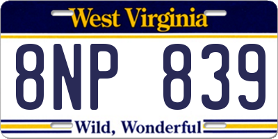 WV license plate 8NP839