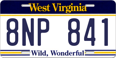 WV license plate 8NP841