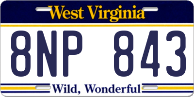 WV license plate 8NP843